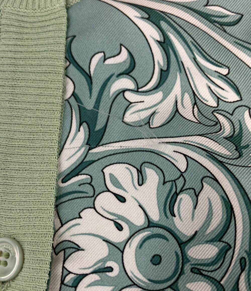 フェラガモ　シルクニット Salvatore Ferragamo 長袖カーディガン 緑 花柄 シルク ニット 22SS