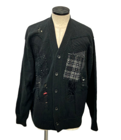 COMME des GARCONS 長袖カーディガン パッチワーク ダメージ加工 WO-N007 メンズ SIZE M コムデギャルソン