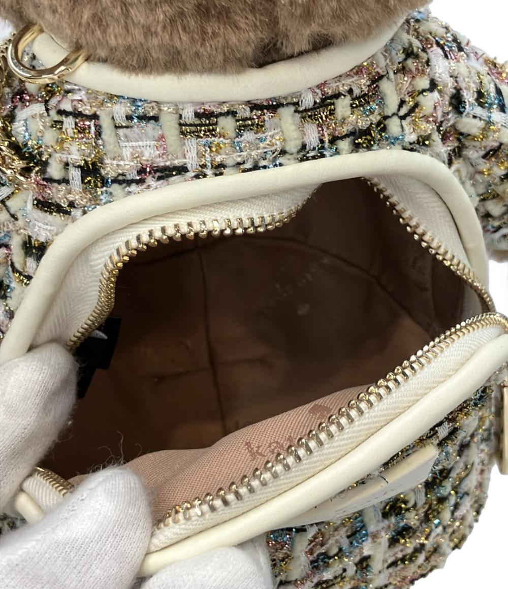 美品 Kate Spade ショルダーバッグ クロスボディバッグ 斜め掛け テディベア ケイティ ベアー ツイード 3D KI972 レディース ケイトスペード