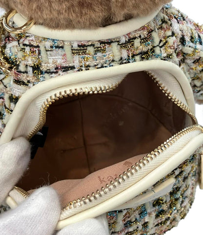 美品 Kate Spade ショルダーバッグ クロスボディバッグ 斜め掛け テディベア ケイティ ベアー ツイード 3D KI972 レディース ケイトスペード