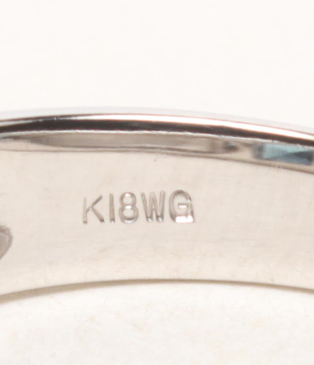 美品 リング 指輪 K18WG ダイヤ0.08ct ブルートパーズ レディース