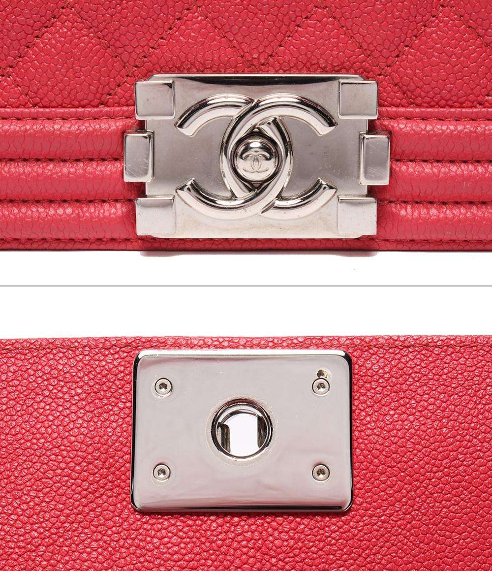 美品 CHANEL チェーンショルダーバッグ シルバー金具 キャビアスキン ボーイシャネル25 レディース シャネル