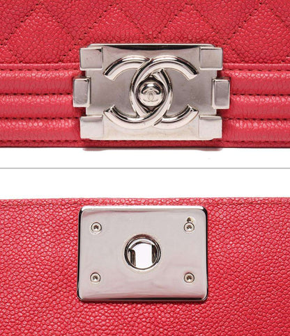 美品 CHANEL チェーンショルダーバッグ シルバー金具 キャビアスキン ボーイシャネル25 レディース シャネル