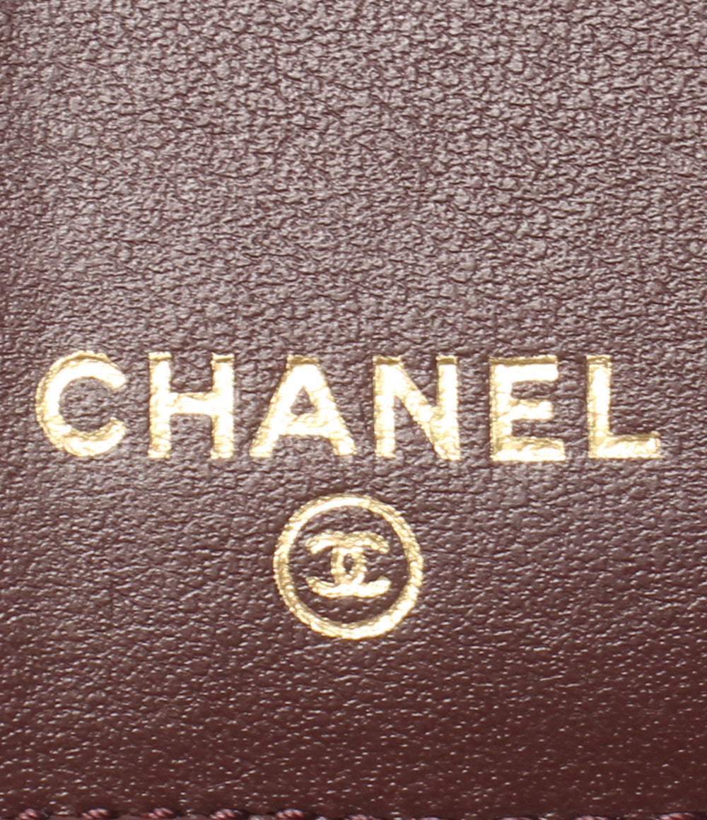 CHANEL 三つ折り財布 ゴールド金具 マトラッセ キャビアスキン レディース シャネル