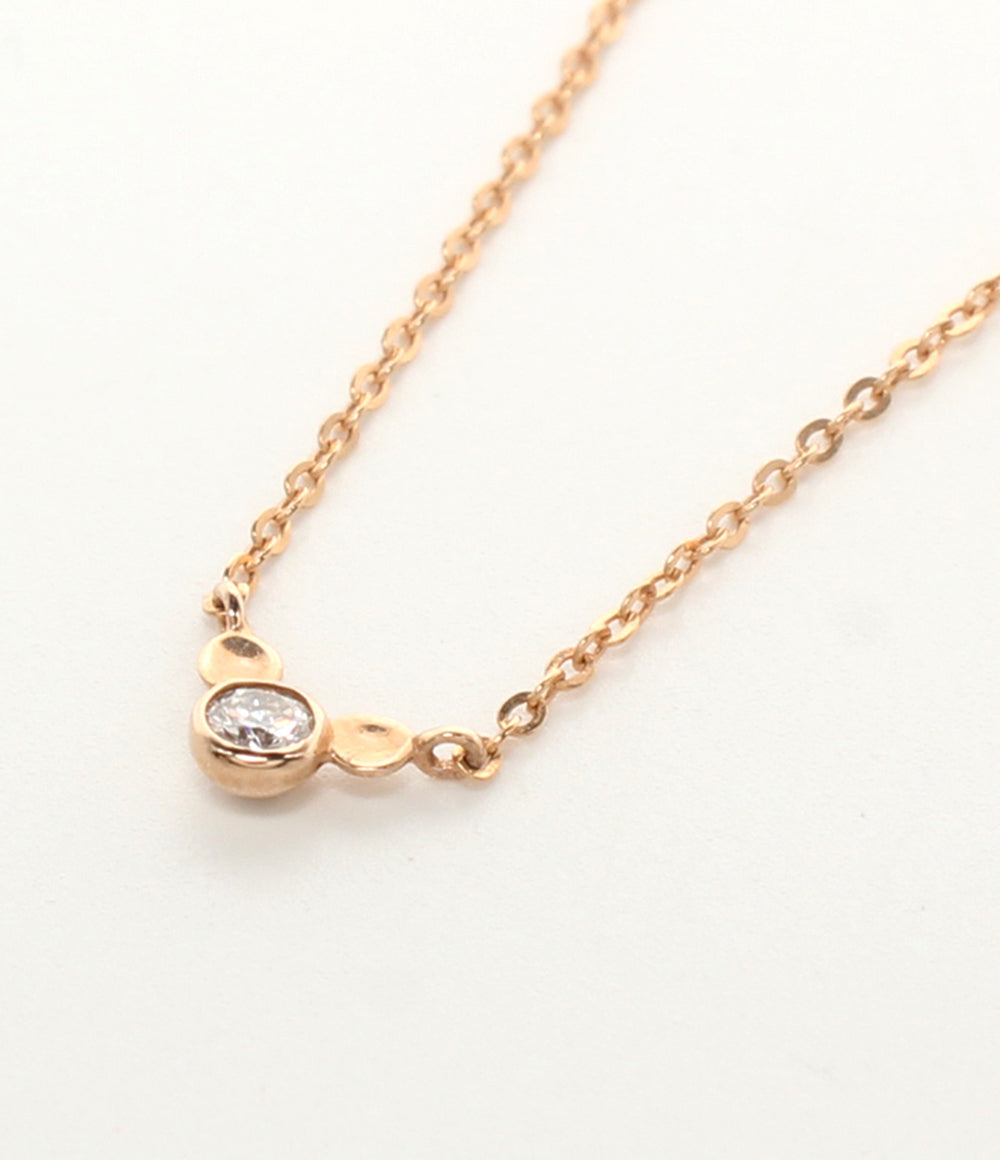 美品 Disney K.UNO ネックレス K18 ダイヤ 0.03ct ミッキーモチーフ レディース ディズニー