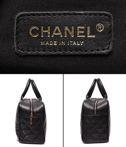 CHANEL ミニボストンバッグ ハンドバッグ マトラッセ ココマーク キャビアスキン ゴールド金具 レディース シャネル