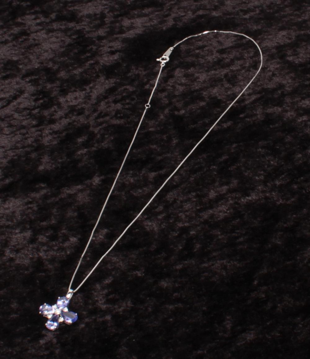 美品 ネックレス K18WG タンザナイト 2.00ct ダイヤ 0.10ct レディース