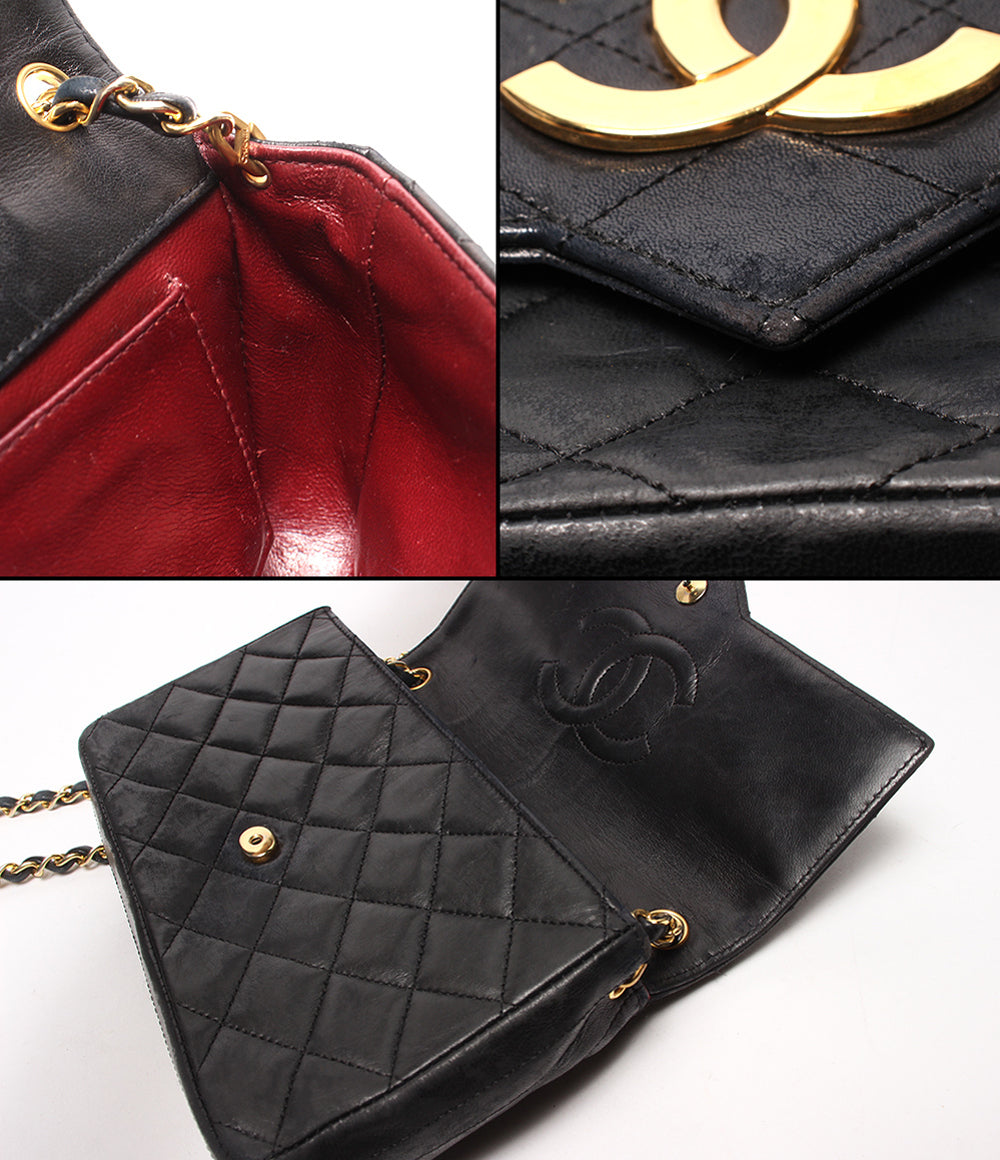 CHANEL チェーンショルダーバッグ ゴールド金具 シングルチェーン シングルフラップ デカココ マトラッセ レディース シャネル