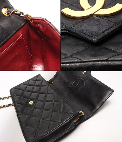 CHANEL チェーンショルダーバッグ ゴールド金具 シングルチェーン シングルフラップ デカココ マトラッセ レディース シャネル