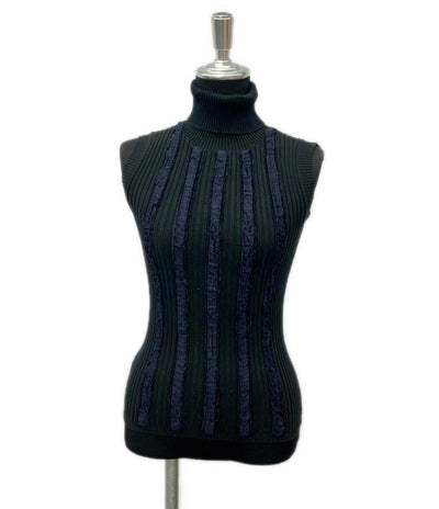 JEAN PAUL GAULTIER FEMME ノースリーブニット タートルネック フリル リブ レディース SIZE 40 (M) ジャンポールゴルチエフェム