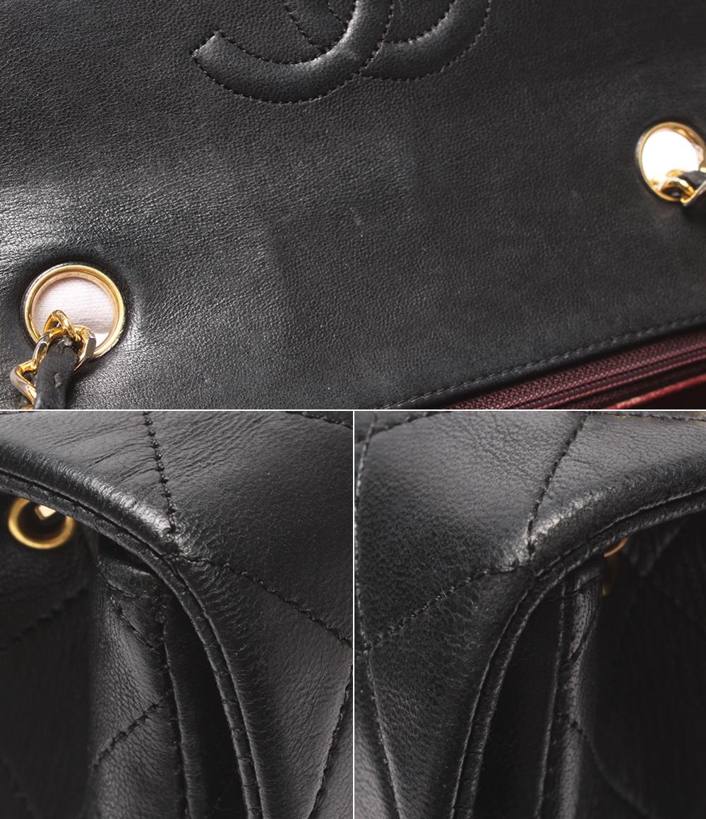 CHANEL チェーンショルダーバッグ 肩掛け ゴールド金具 ラムスキン マトラッセ シングルチェーン シングルフラップ 1番台 レディース シャネル