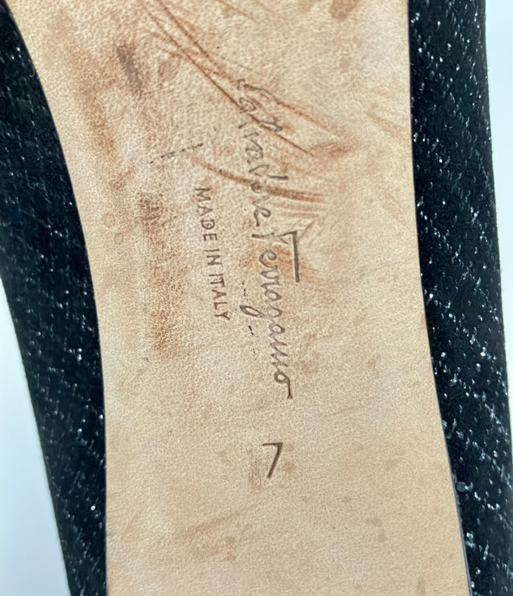 Salvatore Ferragamo パンプス チェック柄 ラメ レディース SIZE 7 D サルヴァトーレフェラガモ