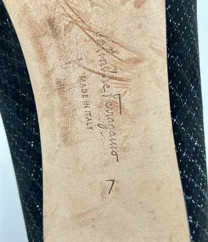 Salvatore Ferragamo パンプス チェック柄 ラメ レディース SIZE 7 D サルヴァトーレフェラガモ
