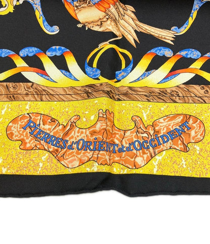 美品 HERMES スカーフ シルク100% カレ90 PiERRES d' ORiENT et d' OCCiDENT レディース エルメス