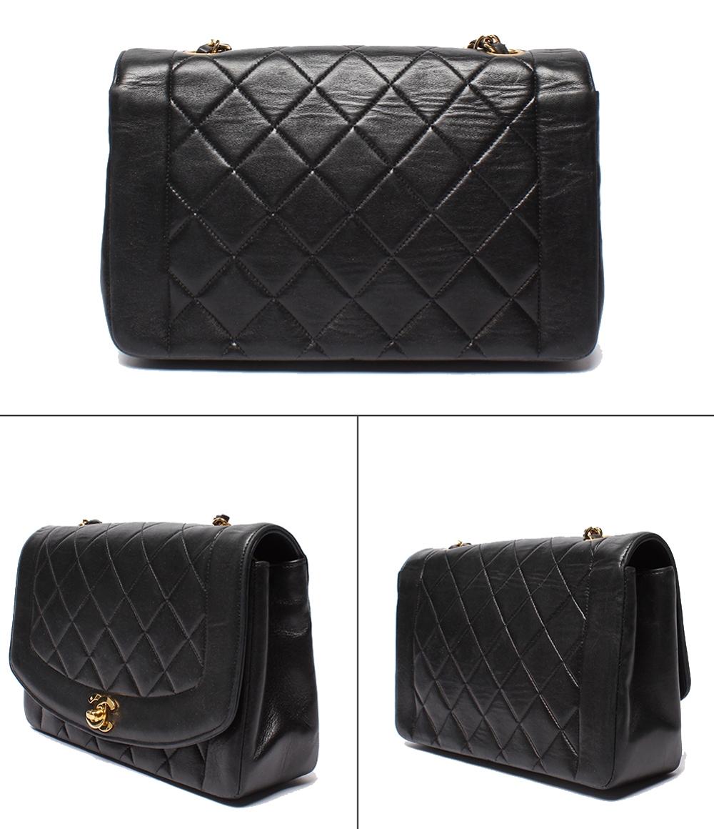 CHANEL チェーンショルダーバッグ ダイアナ ラムスキン 2番台 ゴールド金具 シングルフラップ シングルチェーン マトラッセ レディース シャネル