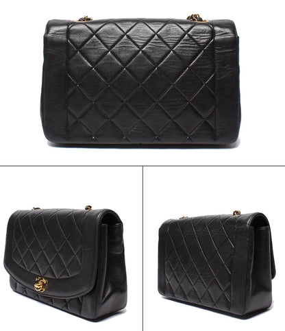 CHANEL チェーンショルダーバッグ ダイアナ ラムスキン 2番台 ゴールド金具 シングルフラップ シングルチェーン マトラッセ レディース シャネル