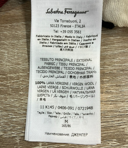 Salvatore Ferragamo 長袖ニット カラーブロック 赤 ピンク 白 レディース SIZE M サルヴァトーレフェラガモ
