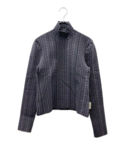 美品 MARC JACOBS 長袖 ハイネック ニット 総柄 レディース SIZE L マークジェイコブス
