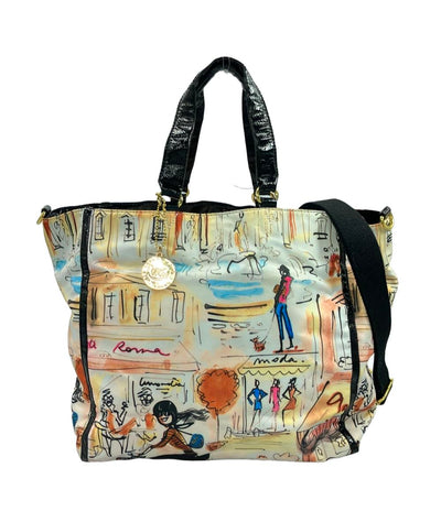 アイザック 2way ナイロンプリントトートバッグ ショルダーバッグ 斜め掛け レディース izak