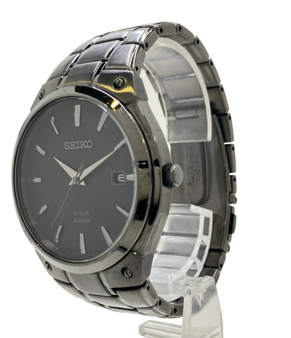SEIKO 腕時計 ソーラー ブラック V157-0AV0 メンズ セイコー