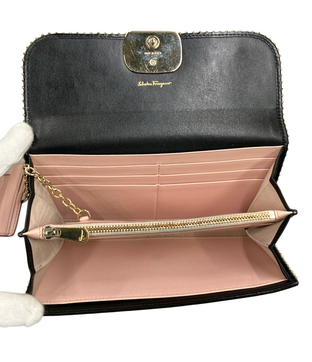 Salvatore Ferragamo 長財布 リボンスタッズ付き ヴァラ レディース サルヴァトーレフェラガモ