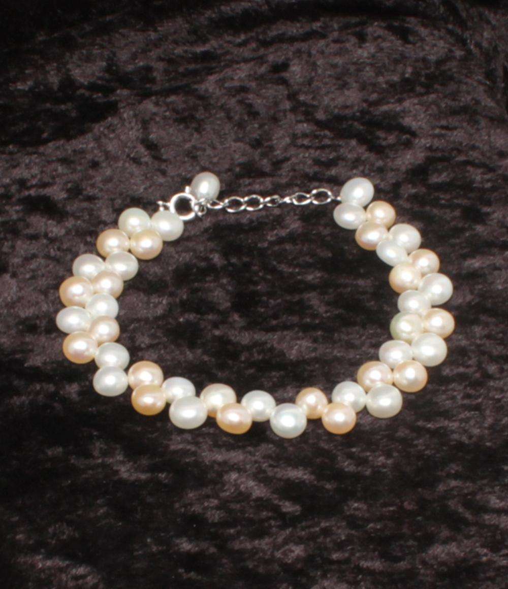 美品 ブレスレット SV925 ボタンパール 6mm レディース