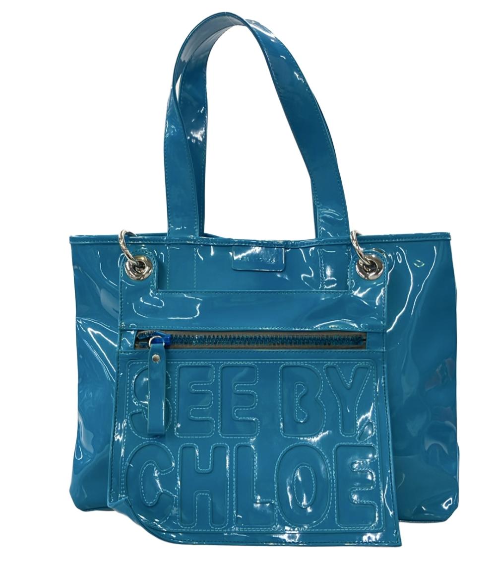 SEE BY CHLOE トートバッグ ショルダーバッグ 肩掛け エナメル ターコイズ レディース シーバイクロエ