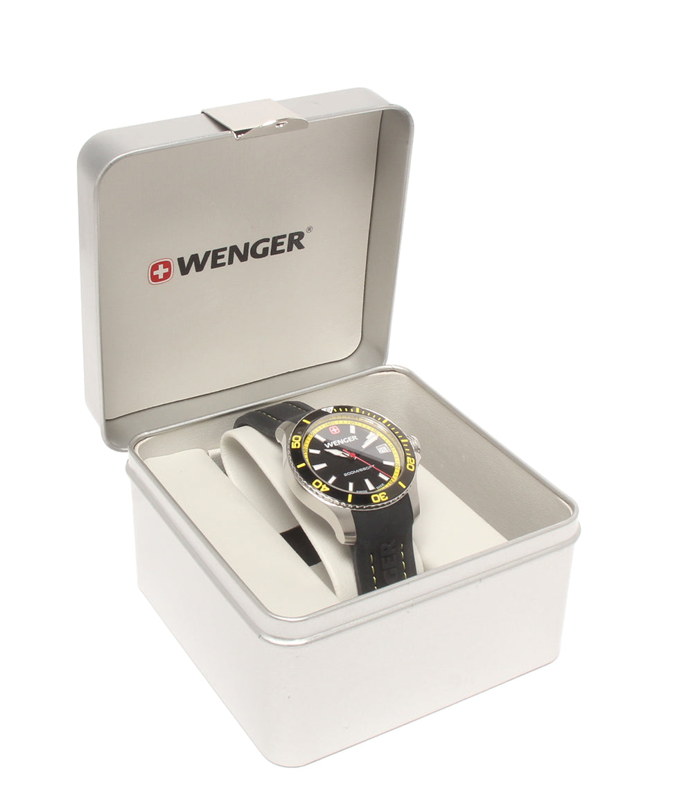 美品 WENGER 腕時計 シーフォース クオーツ ブラック 0621.10 メンズ ウェンガー