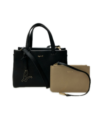 美品 agnes b. ハンドバッグ ショルダーバッグ 2WAY 斜め掛け レザー レディース アニエスベー