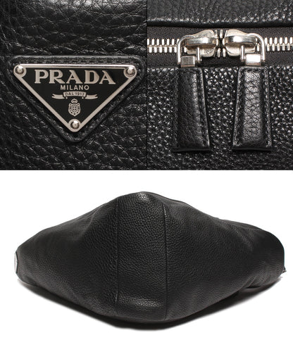 プラダ レザーショルダーバッグ シルバー金具 トライアングル ヴィッテロダイノ メンズ PRADA