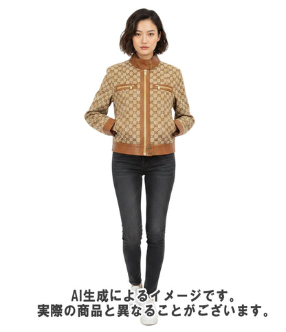 GUCCI レザージャケット GGキャンバス 681034 Z8AV6 レディース SIZE 40 (M) グッチ