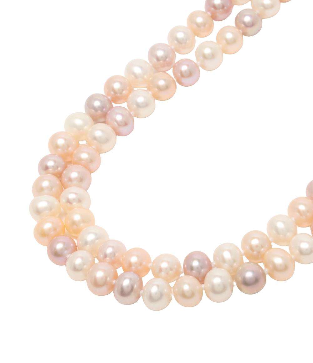 ロングネックレス 2点セット カラーパール レディース