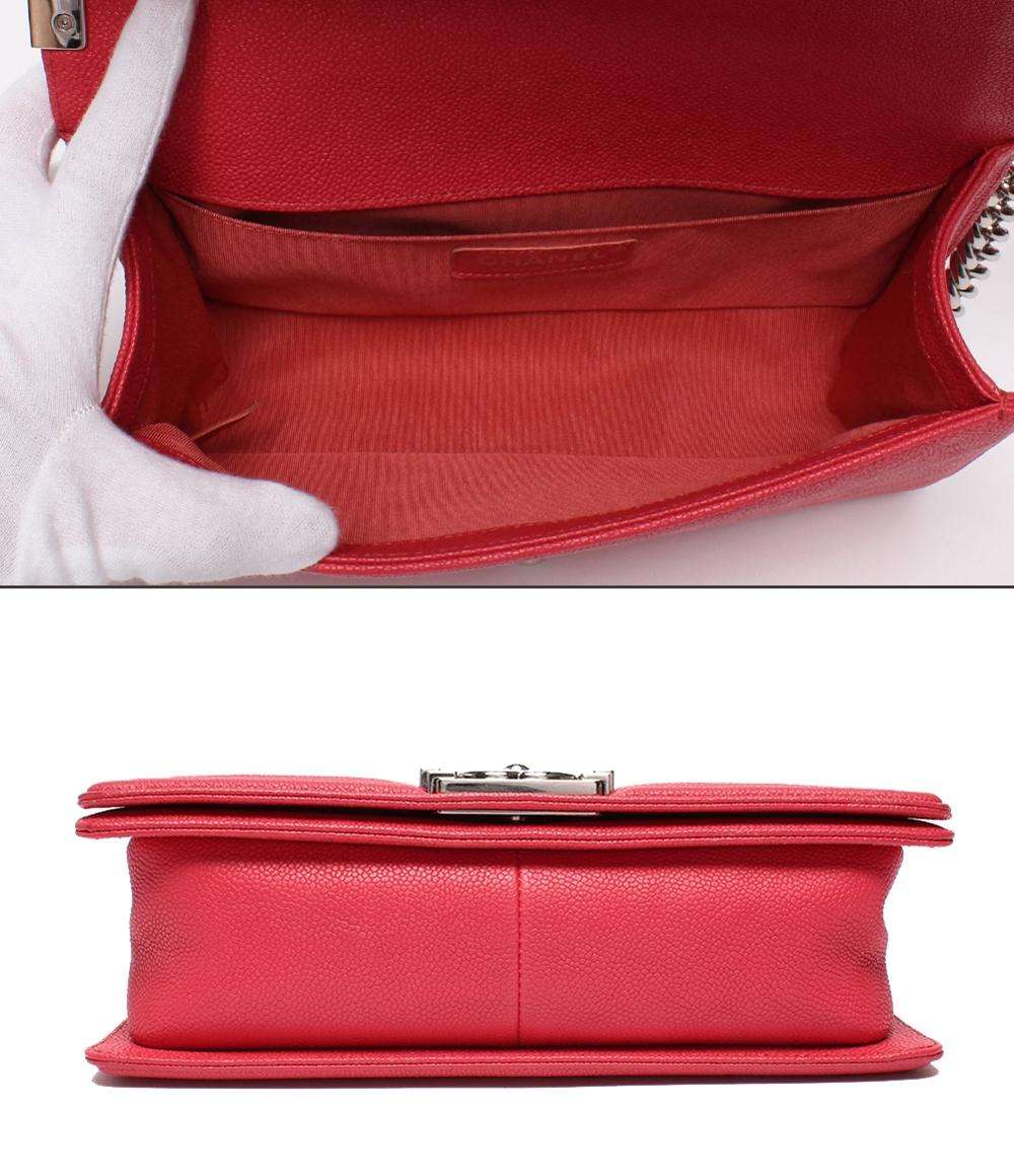 美品 CHANEL チェーンショルダーバッグ シルバー金具 キャビアスキン ボーイシャネル25 レディース シャネル