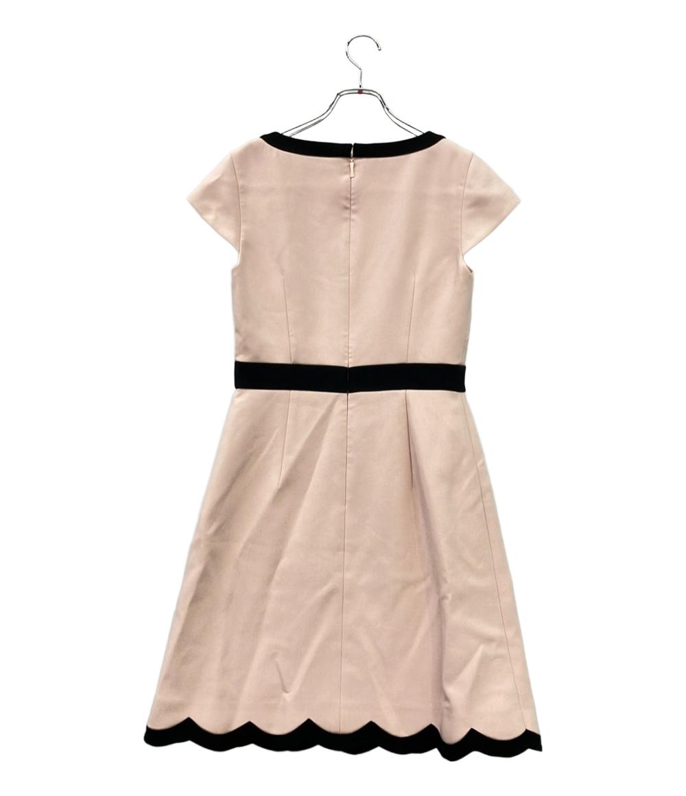 Kate Spade 半袖ワンピース バイカラースカラップ VネックAライン scallop cap sleeve d Cameo Pink レディース SIZE 4 (M) ケイトスペード