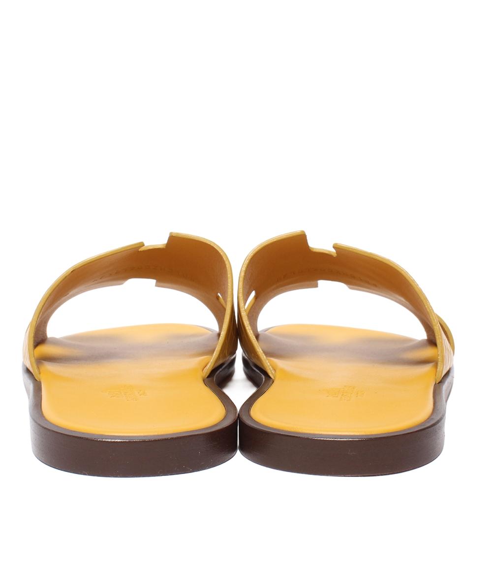 美品 HERMES フラットサンダル クロコダイル Hロゴ イズミール メンズ