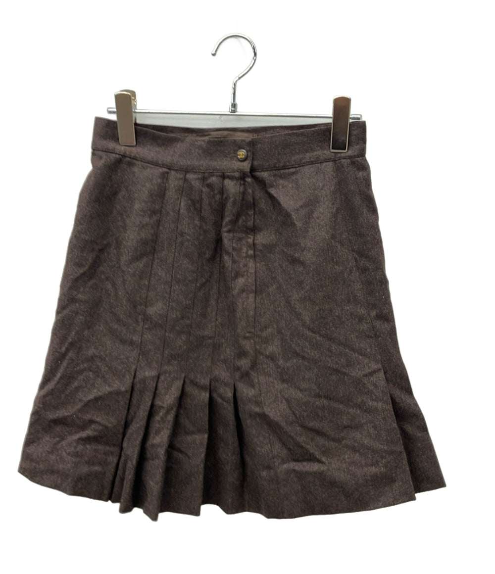 CHANEL ミニスカート ココマークボタン付き プリーツ ウール シルク100% C-TK-5914 レディース SIZE 40 (M) シャネル