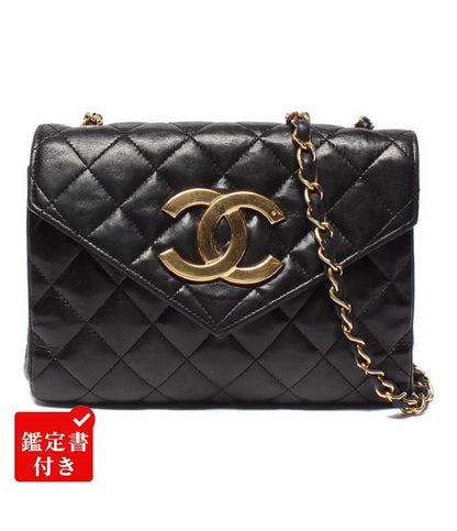 CHANEL チェーンショルダーバッグ シングルチェーン シングルフラップ ゴールド金具 ラムスキン 0番台 マトラッセ レディース シャネル