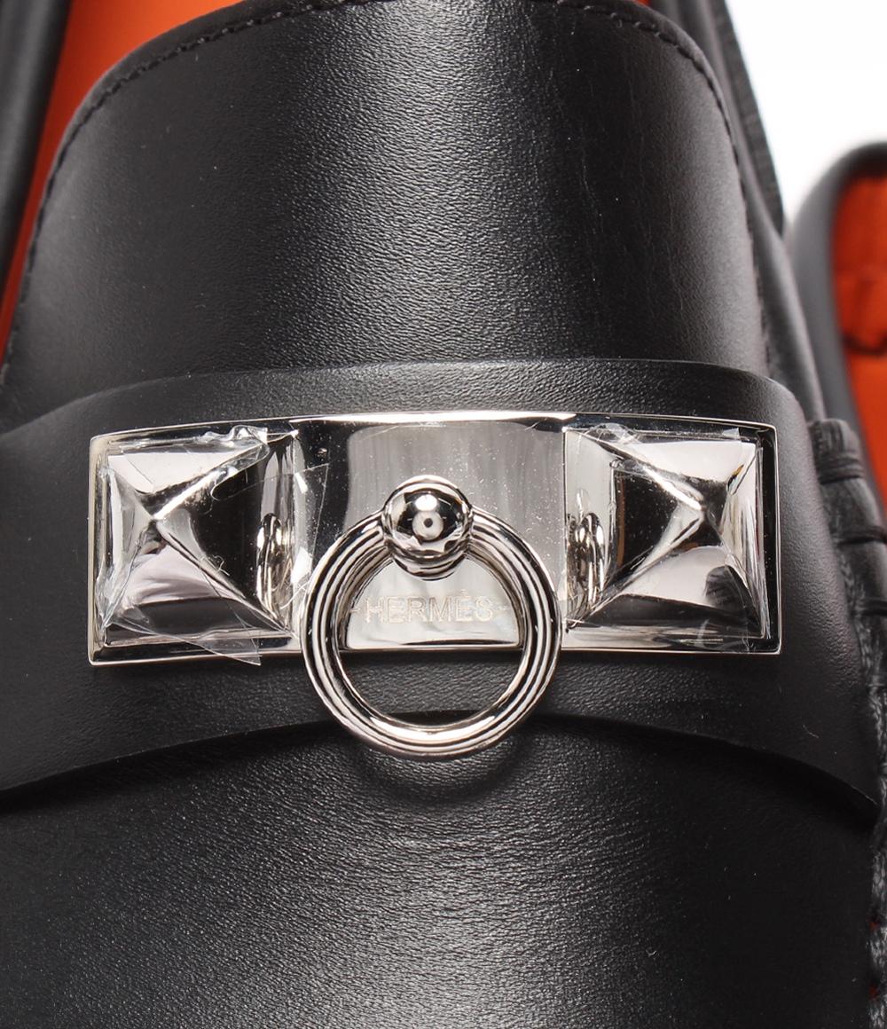 美品 HERMES モカシンローファー ドライビングシューズ シルバー金具 アーヴィング メドール H141251ZH メンズ SIZE 40 (26.5cm) エルメス