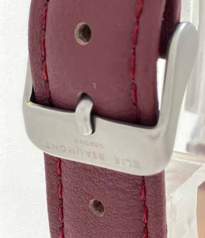 美品 ELIE BEAUMONT 腕時計 クオーツ ホワイト EB815 レディース エリービューモント