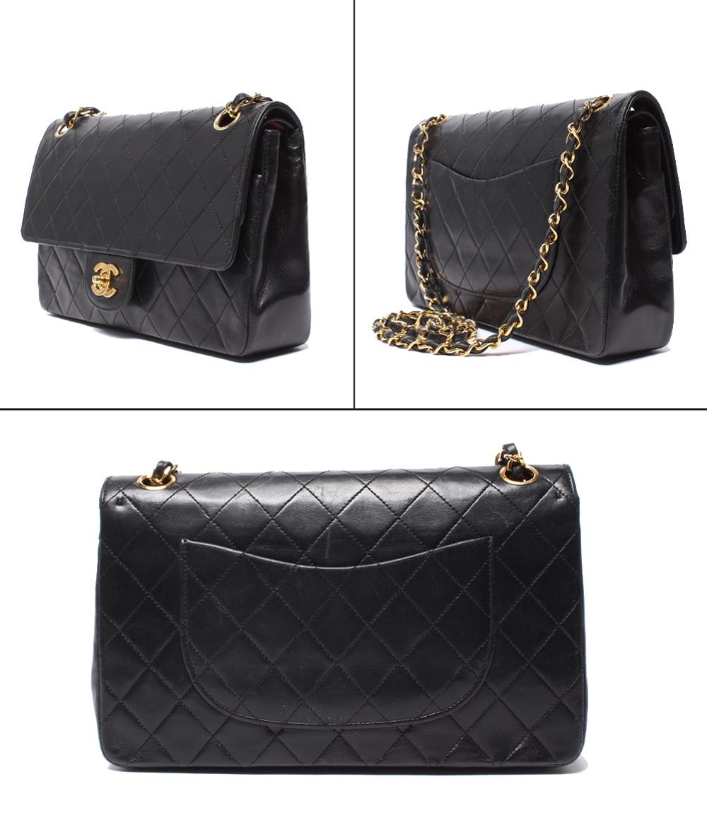 CHANEL チェーンショルダーバッグ ゴールド金具 ラムスキン ダブルフラップ ダブルチェーン 0番台 マトラッセ25 レディース シャネル