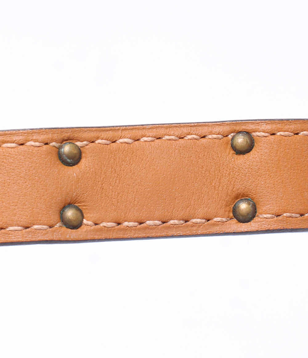 HERMES レザーブレスレット ゴールド金具 Z刻印 ケリー ドゥブルトゥール レディース エルメス