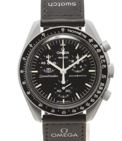 美品 OMEGA Swatch 腕時計 ムーンスウォッチ スピードマスター クオーツ ブラック SO33M100 レディース メンズ オメガ スウォッチ