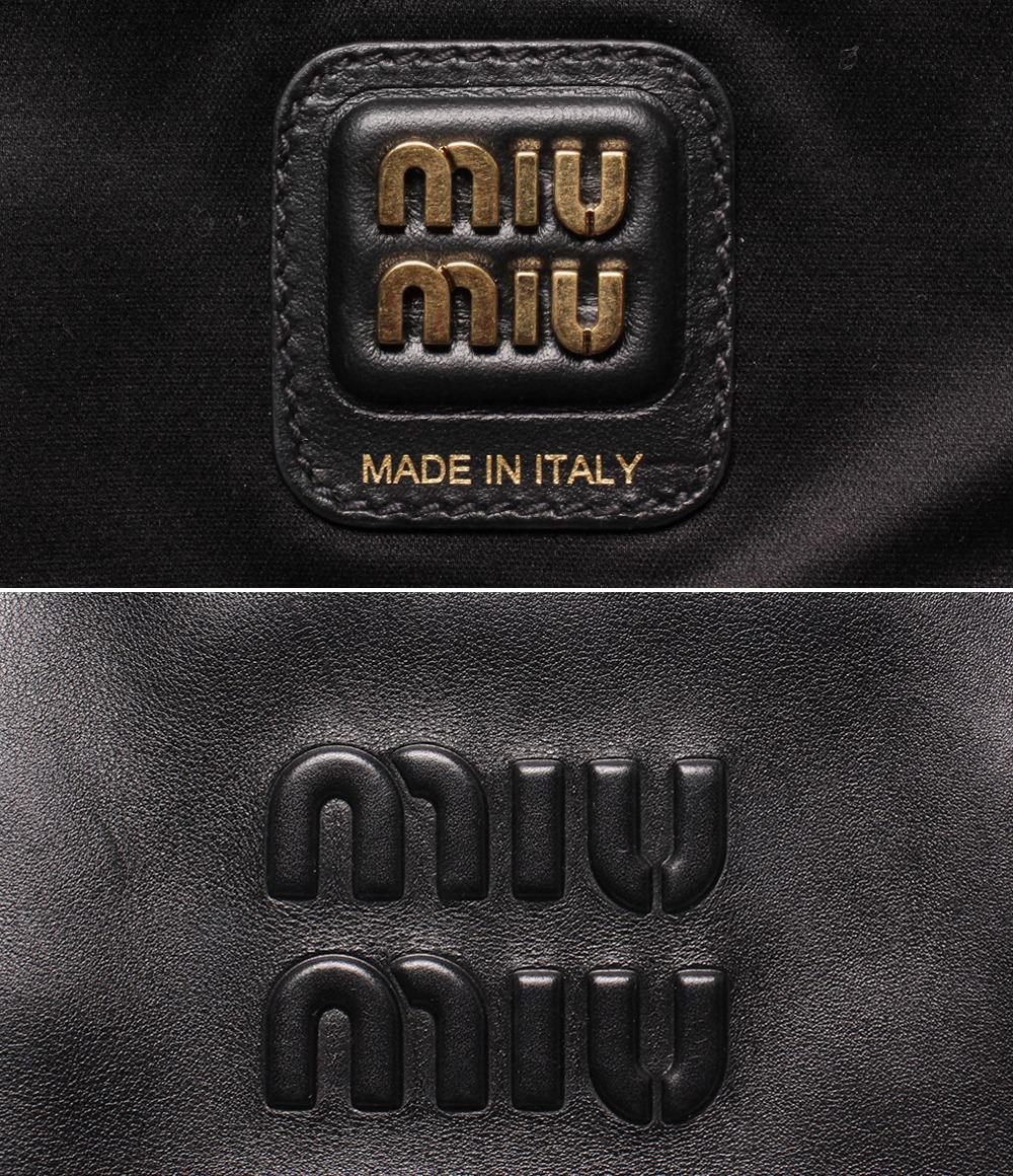 美品 Miu Miu ハンドバッグ ショルダーバッグ ボストンバッグ 肩掛け レザー ボー バッグ 5BB117 レディース ミュウ ミュウ
