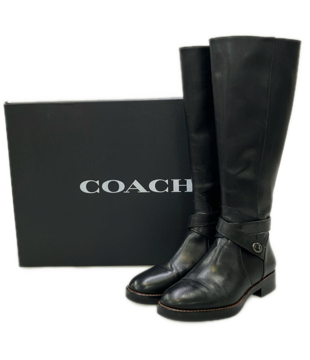 訳あり COACH サイドジップロングブーツ TURNLOCK RDG BT ITL FG1012 レディース SIZE 36.5 コーチ