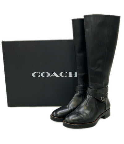 訳あり COACH サイドジップロングブーツ TURNLOCK RDG BT ITL FG1012 レディース SIZE 36.5 コーチ