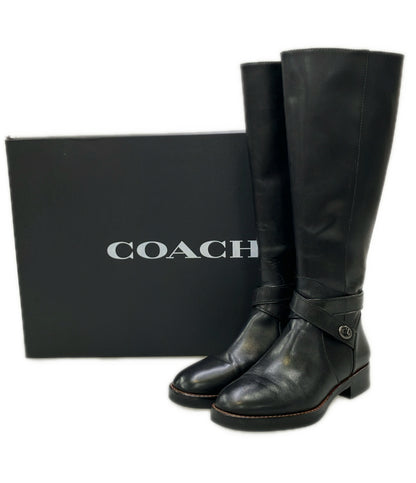訳あり COACH サイドジップロングブーツ TURNLOCK RDG BT ITL FG1012 レディース SIZE 36.5 コーチ