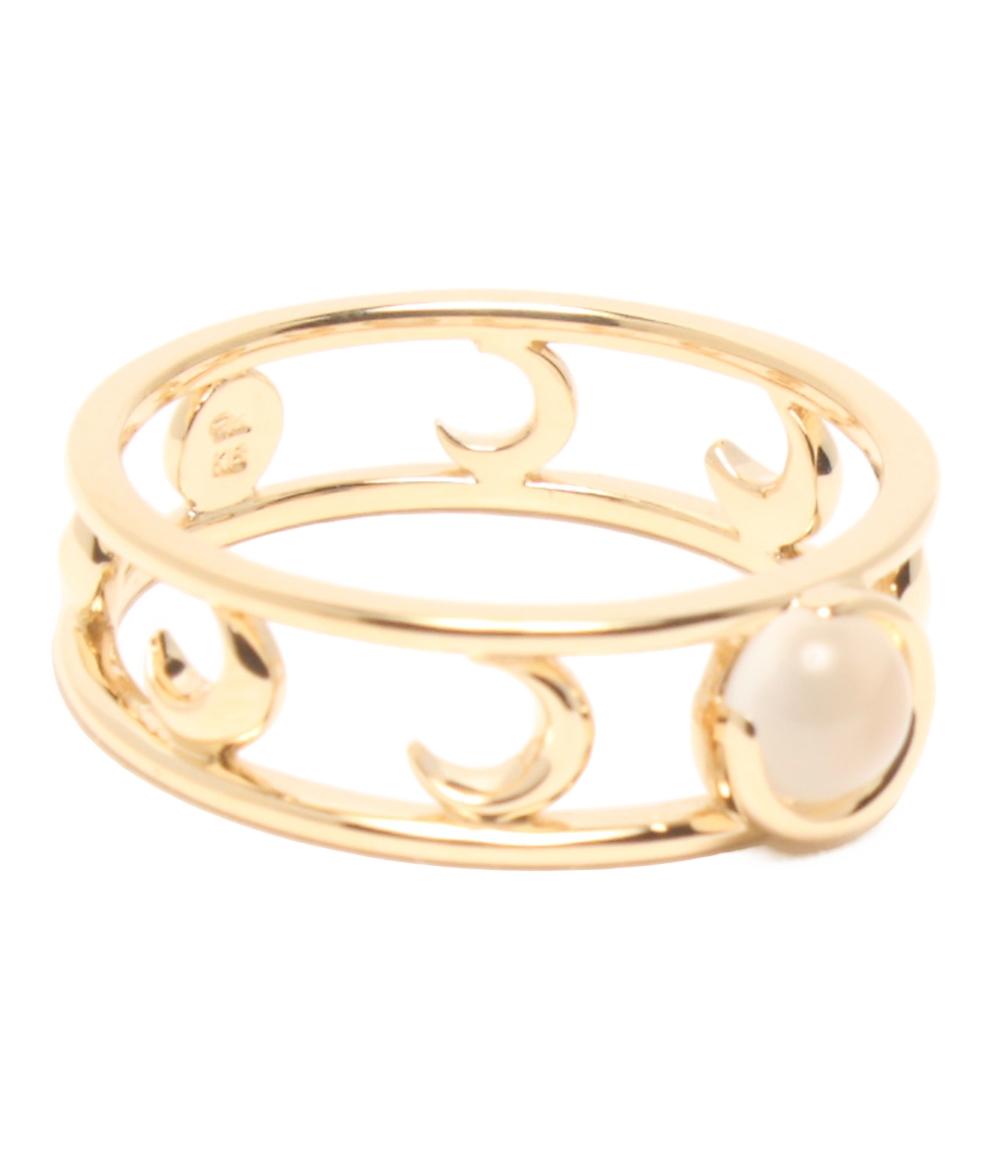 美品 スタージュエリー リング 指輪 K18 ムーンストーン 月モチーフ レディース SIZE 7号 STAR JEWELRY