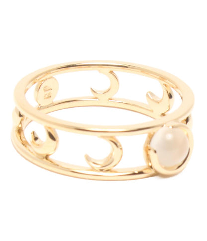 美品 スタージュエリー リング 指輪 K18 ムーンストーン 月モチーフ レディース SIZE 7号 STAR JEWELRY