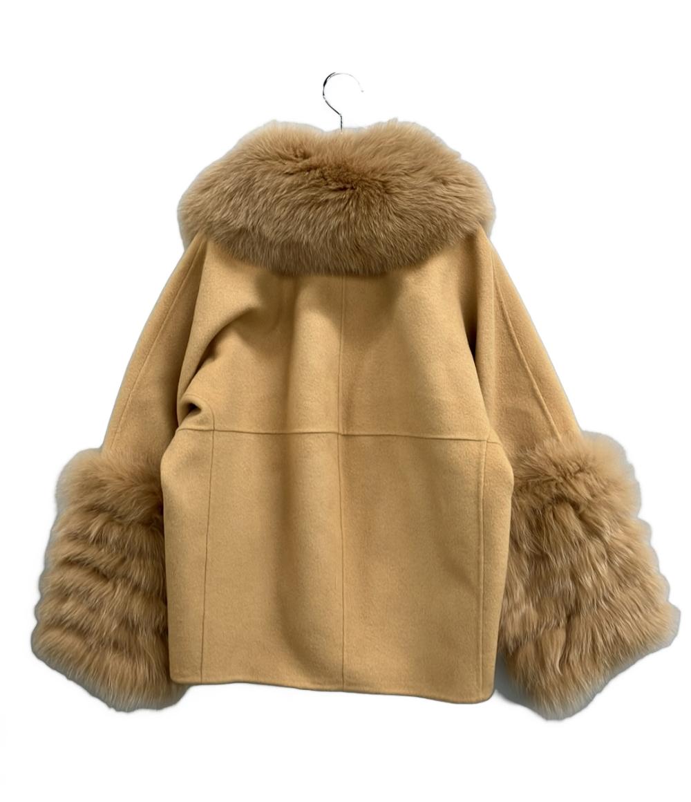美品 Drawer ノーカラージャケット フォックス 6522-299-0608 レディース SIZE 36 (S) ドゥロワー