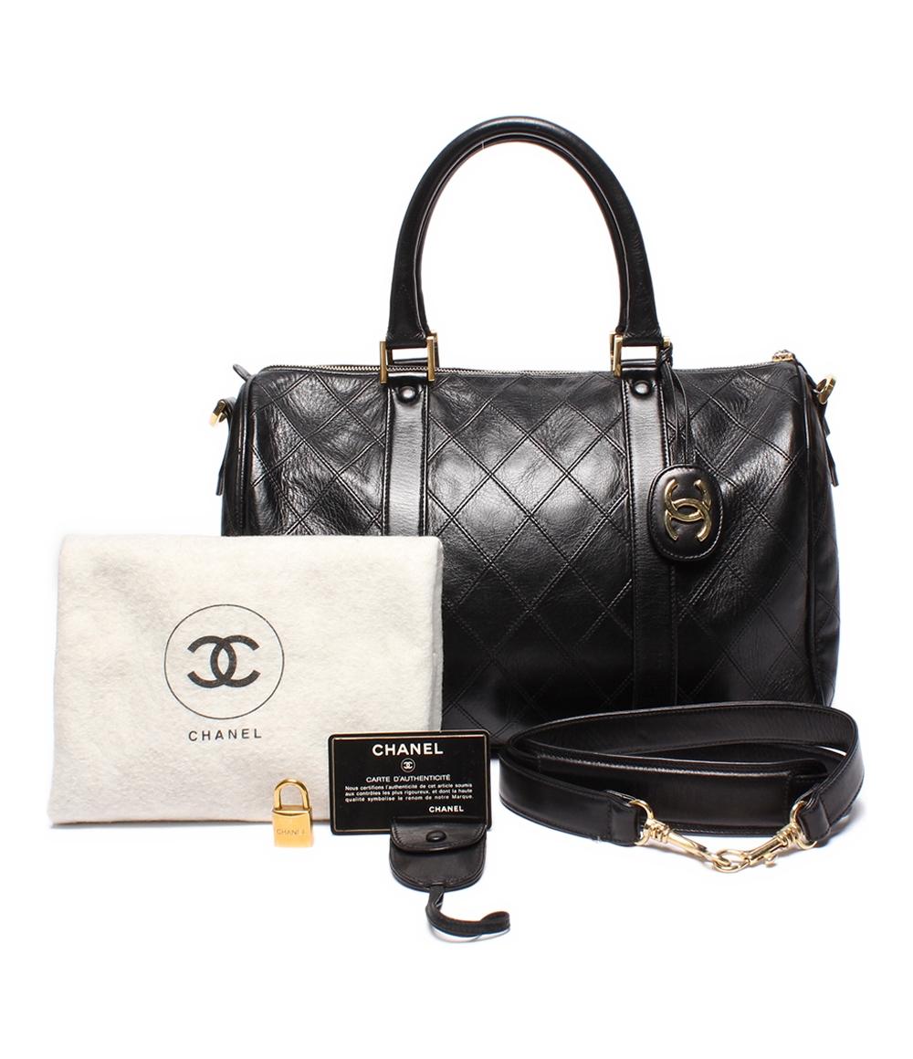CHANEL ブラック レザー ミニボストンバッグ ゴールド金具 ビコローレ CHANEL】【ゴールド金具】シャネル『ビコローレ 2WAYミニボストン